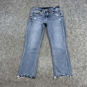 Silver Jeans Co Jeans Womens 27 Blue Suki Capri Western Glove Stretch Frayed Hem